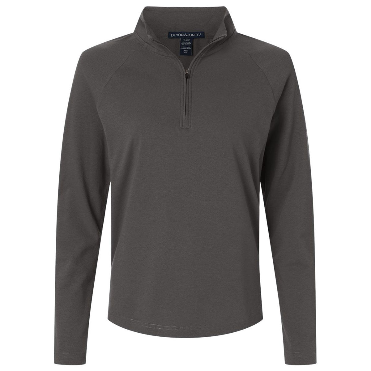 Devon & Jones Women's Graphite Seaton Pebble Textured Quarter-Zip Pullover