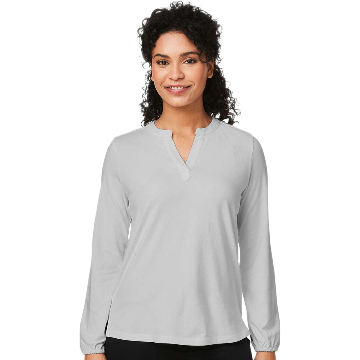 Devon & Jones Women's Grey Raleigh Half-Placket Knit Top