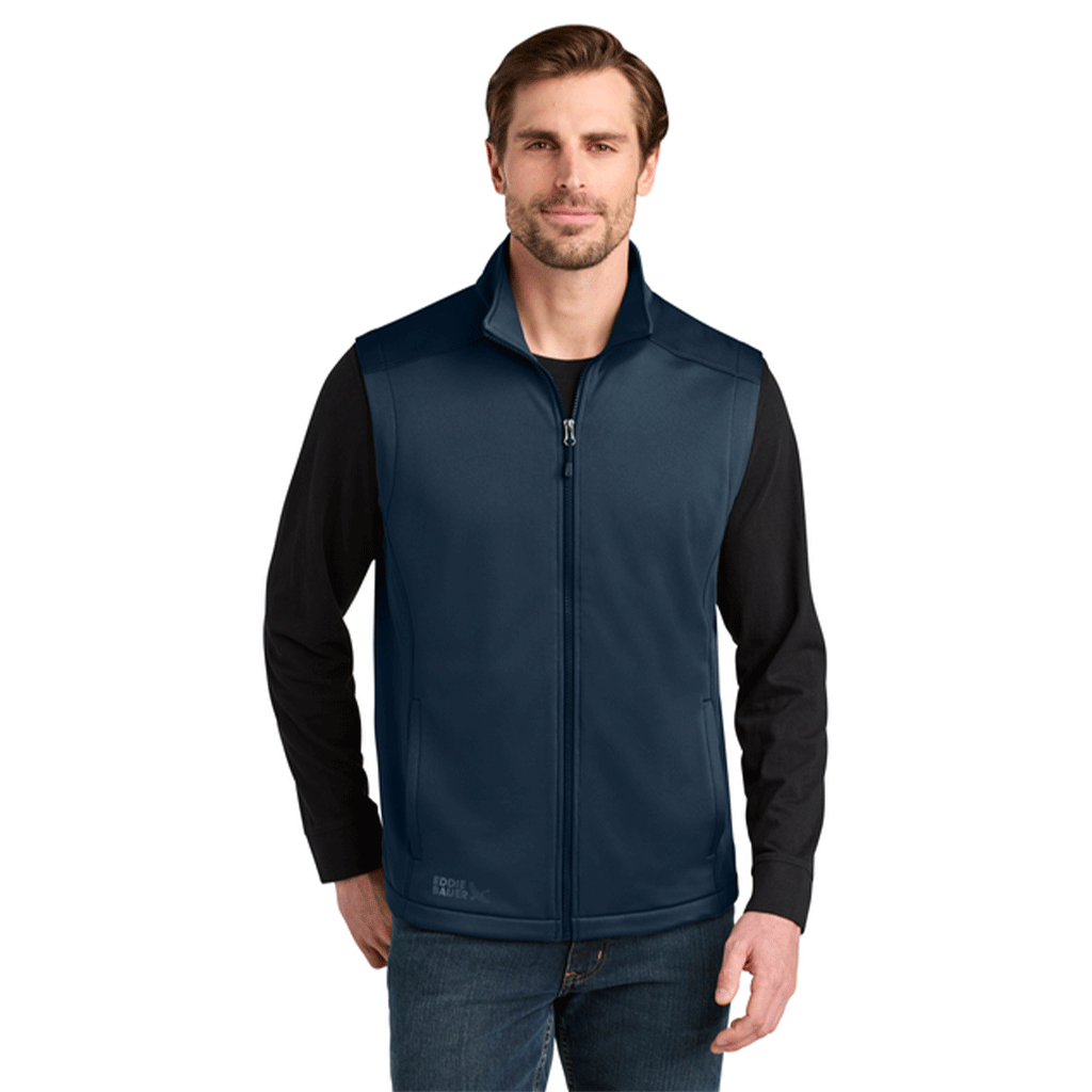Eddie Bauer Men's River Blue Navy Smooth Mid Layer Fleece Vest
