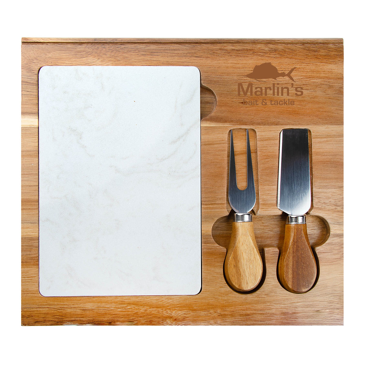 Logomark Carson Natural 4-Piece Acacia Wood Cheese Set