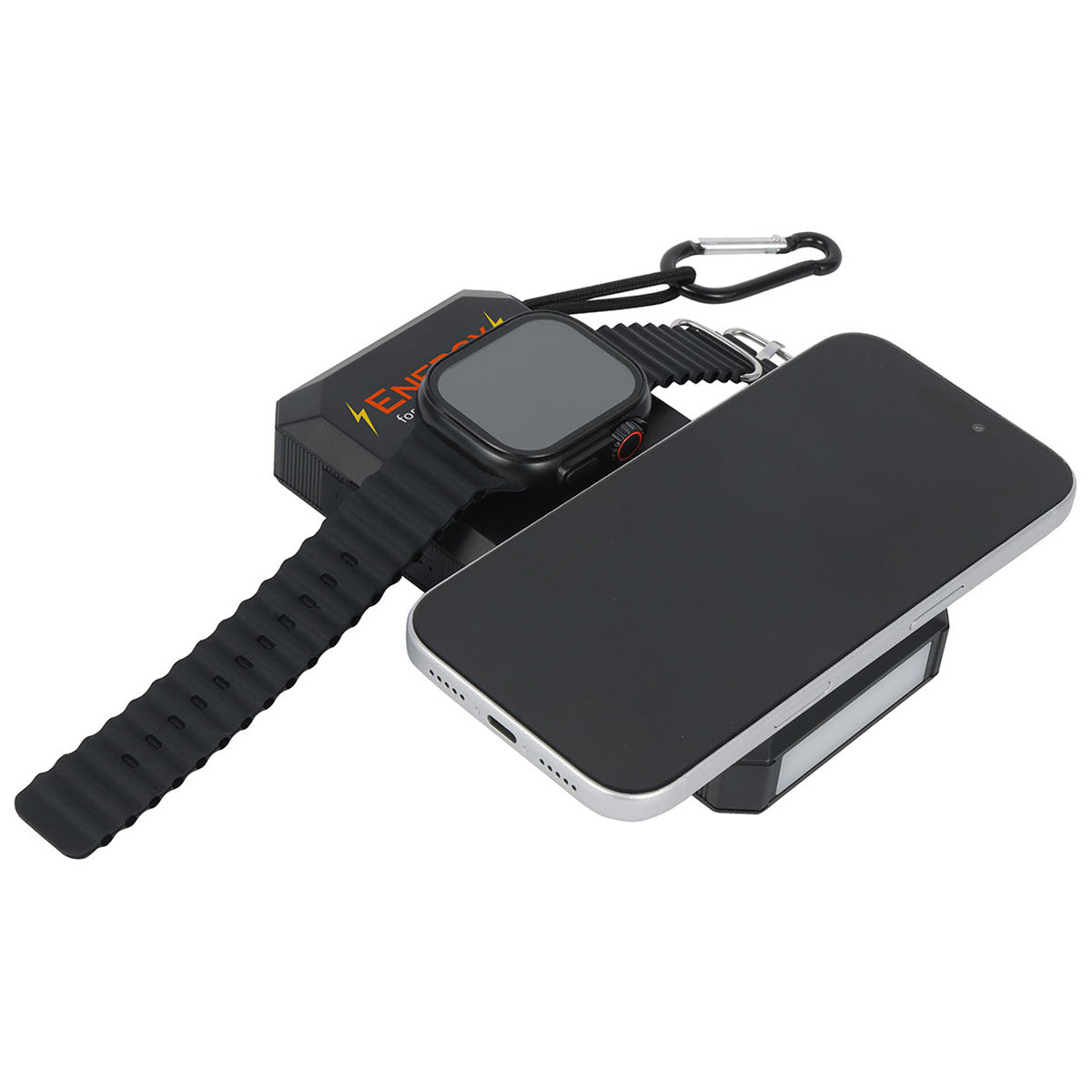 Ariel Premium Black Array 15000mAh 20W Magnetic Wireless Power Bank with Solar Panel, Watch Charger & Retractable Cable