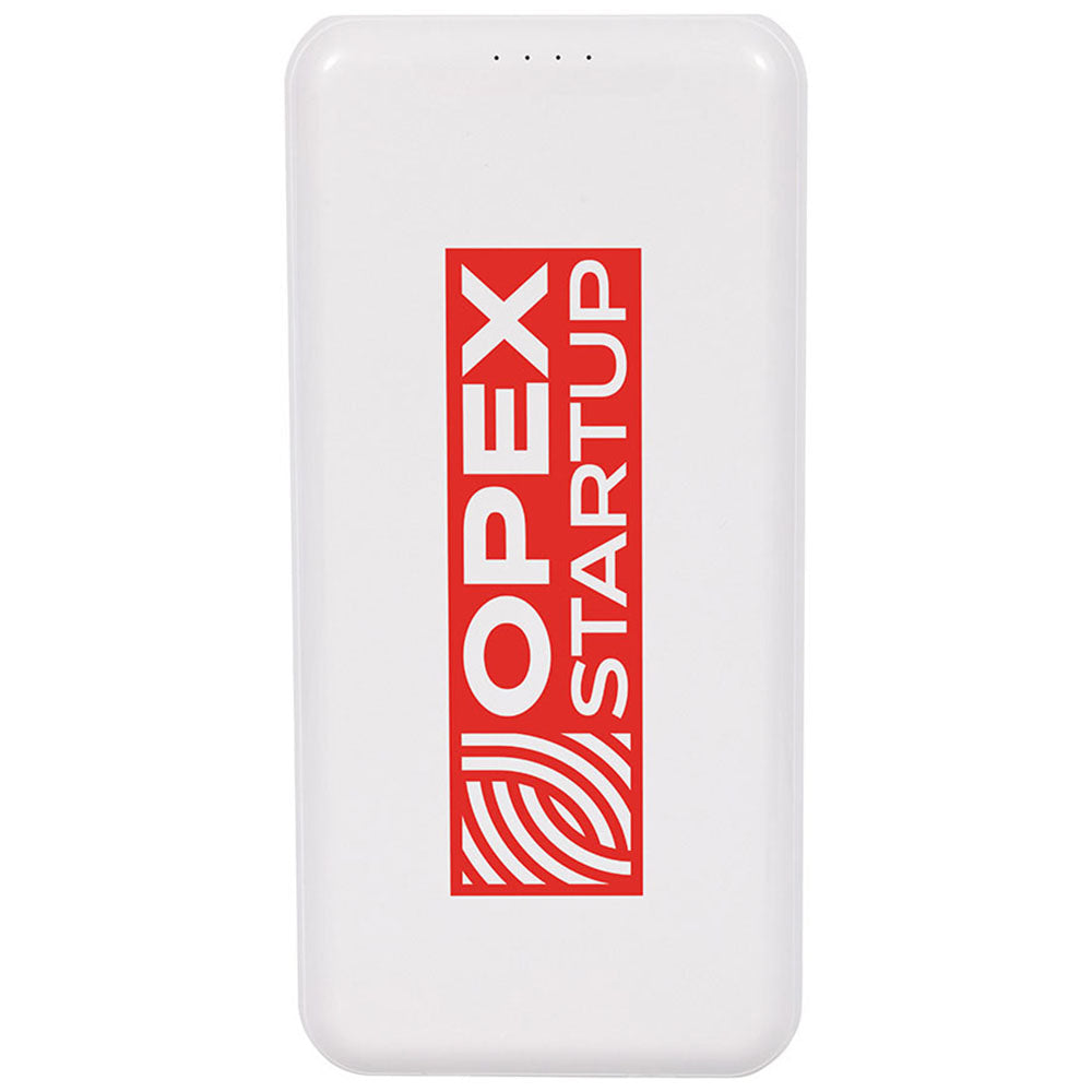 Ariel Premium White Squire 10000mAh UL Listed Power Bank with Built-In Charging Cables