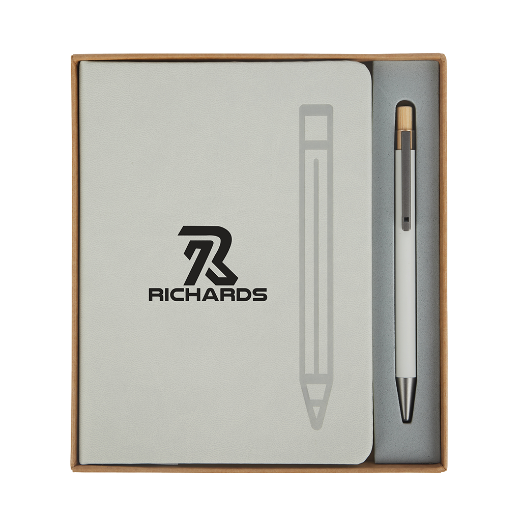 Logomark Grey Manhattan II Gift Set w/Magnetic Journal & Recycled Pen