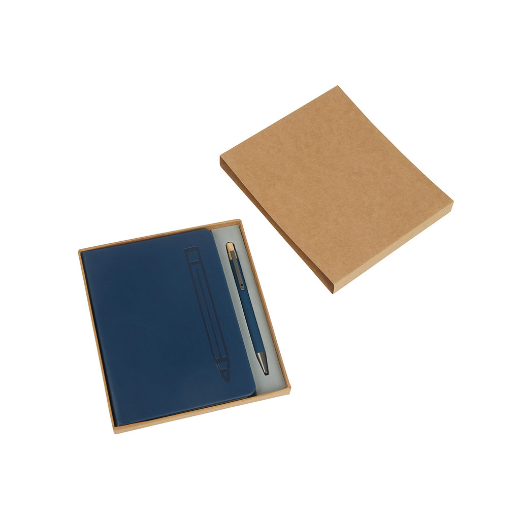 Logomark Navy Manhattan II Gift Set w/Magnetic Journal & Recycled Pen