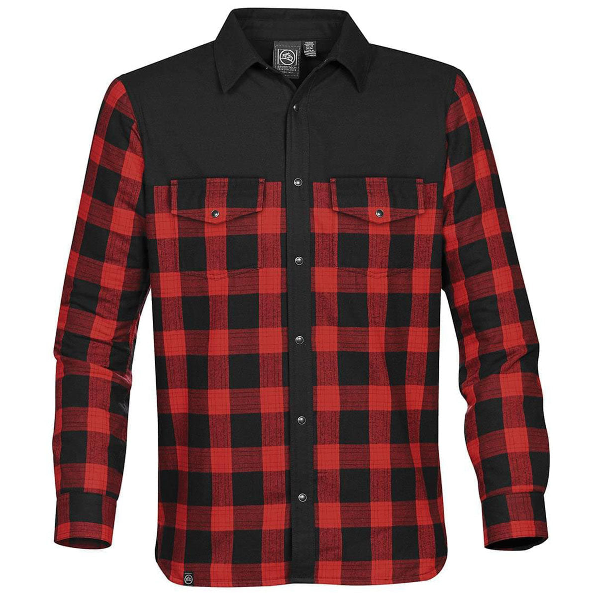 Stormtech Men's Black/Red Plaid Logan Thermal Long Sleeve Shirt
