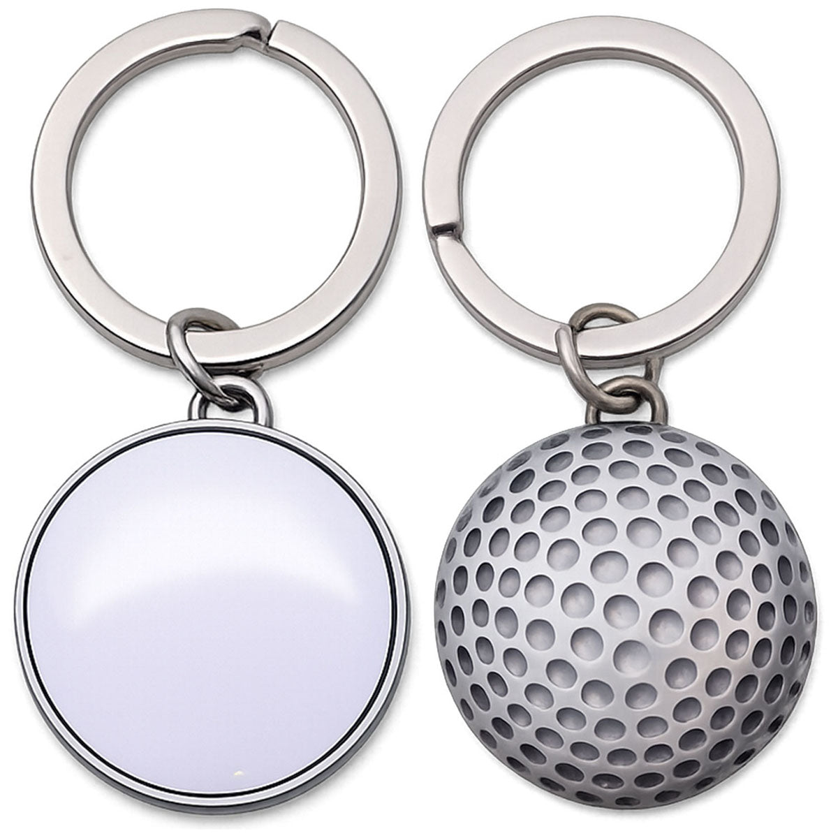 Ball Pro Silver Golf Ball Shaped Metal Keychain