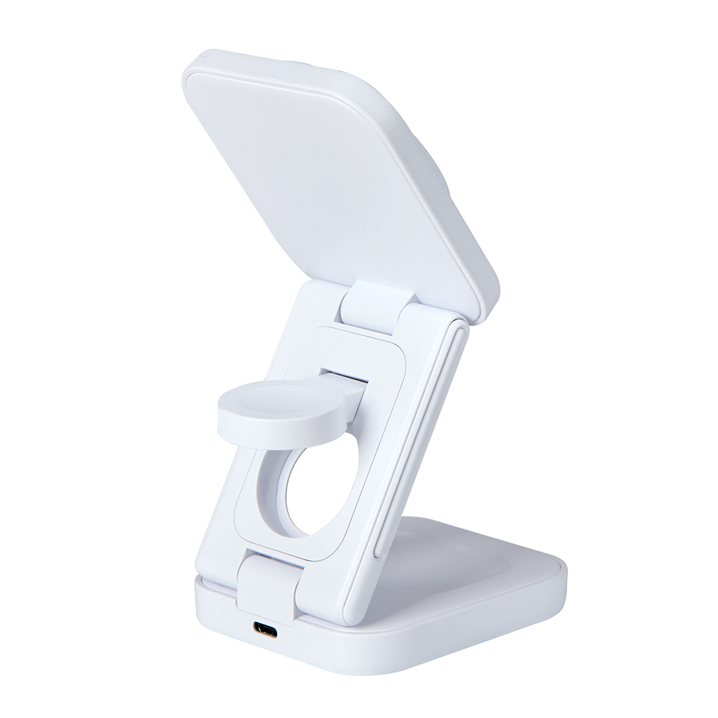 Logomark White Seth 3-in-1 5W Wireless Charging Station