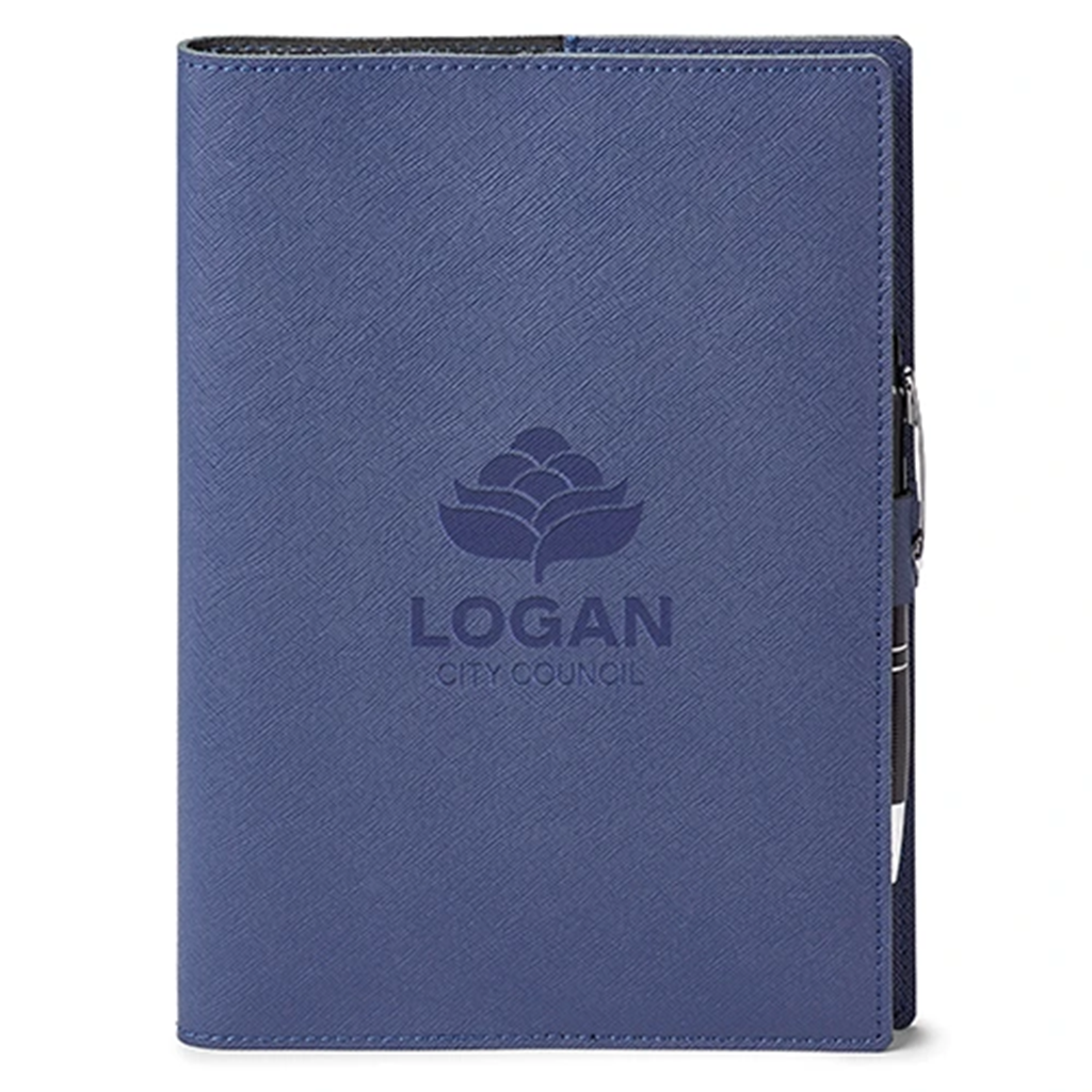 Spector & Co. Blue Toscano Genuine Leather Refillable Notebook (Pen Included)