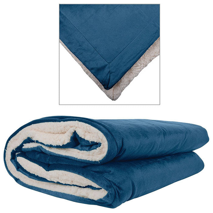 Logomark Navy Stonebridge Micro Mink Sherpa Blanket