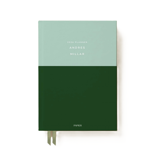 Papier Green/Dark Green Colorblock Daily Planner