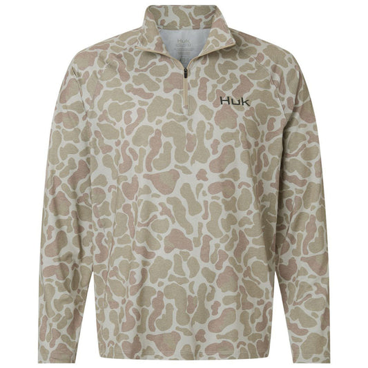 HUK Men's Sand Airweight KC Printed Quarter-Zip Pullover