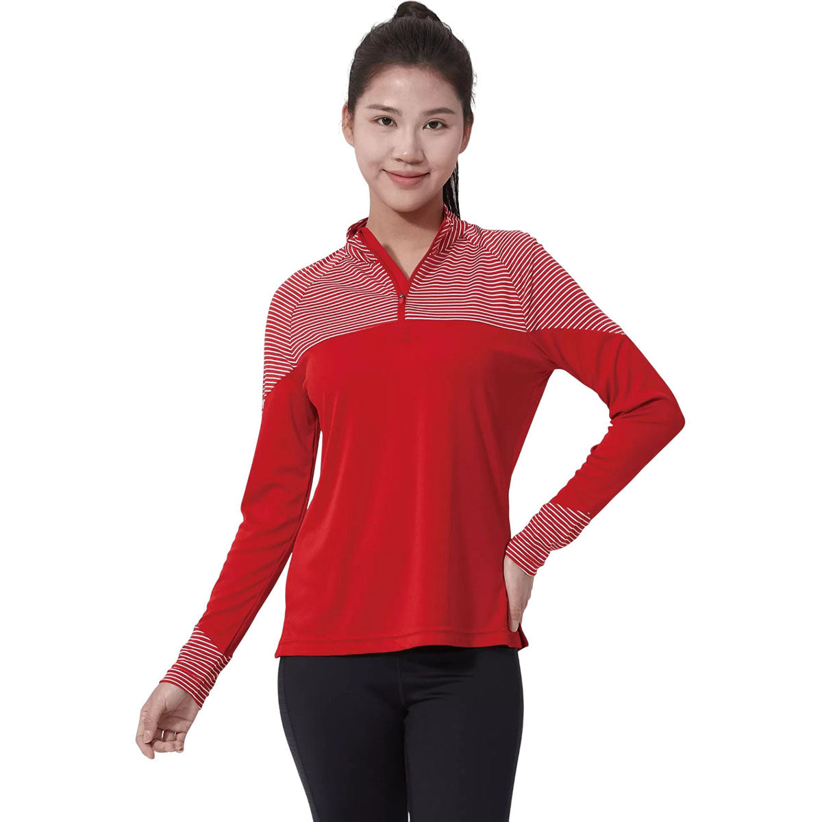Levelwear Women's Flame Red Classic Stripes Pullover
