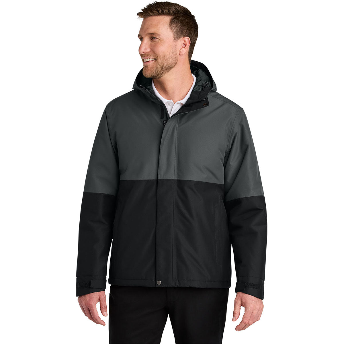 Port Authority Men's Grey Steel/Deep Black Insulated Heavy Ripstop Jacket