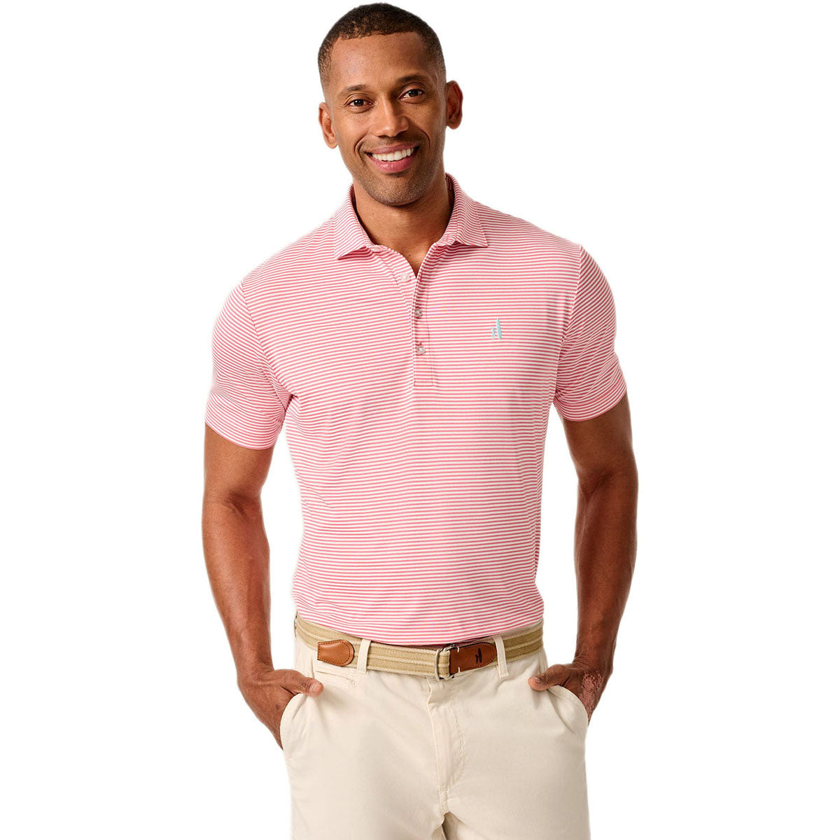 Johnnie-O Men's Azalea Dru Stripe Performance Mesh Polo