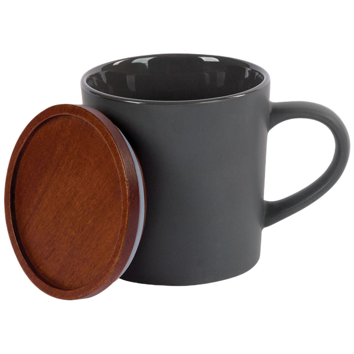Logomark Grey Copenhagen 16 oz. Ceramic Mug with Wood Lid