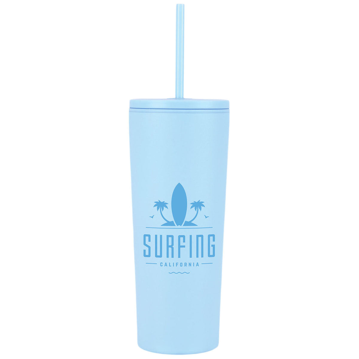 Logomark Light Blue Bayard 24 oz. Double Wall Steel/PP Liner Straw Tumbler