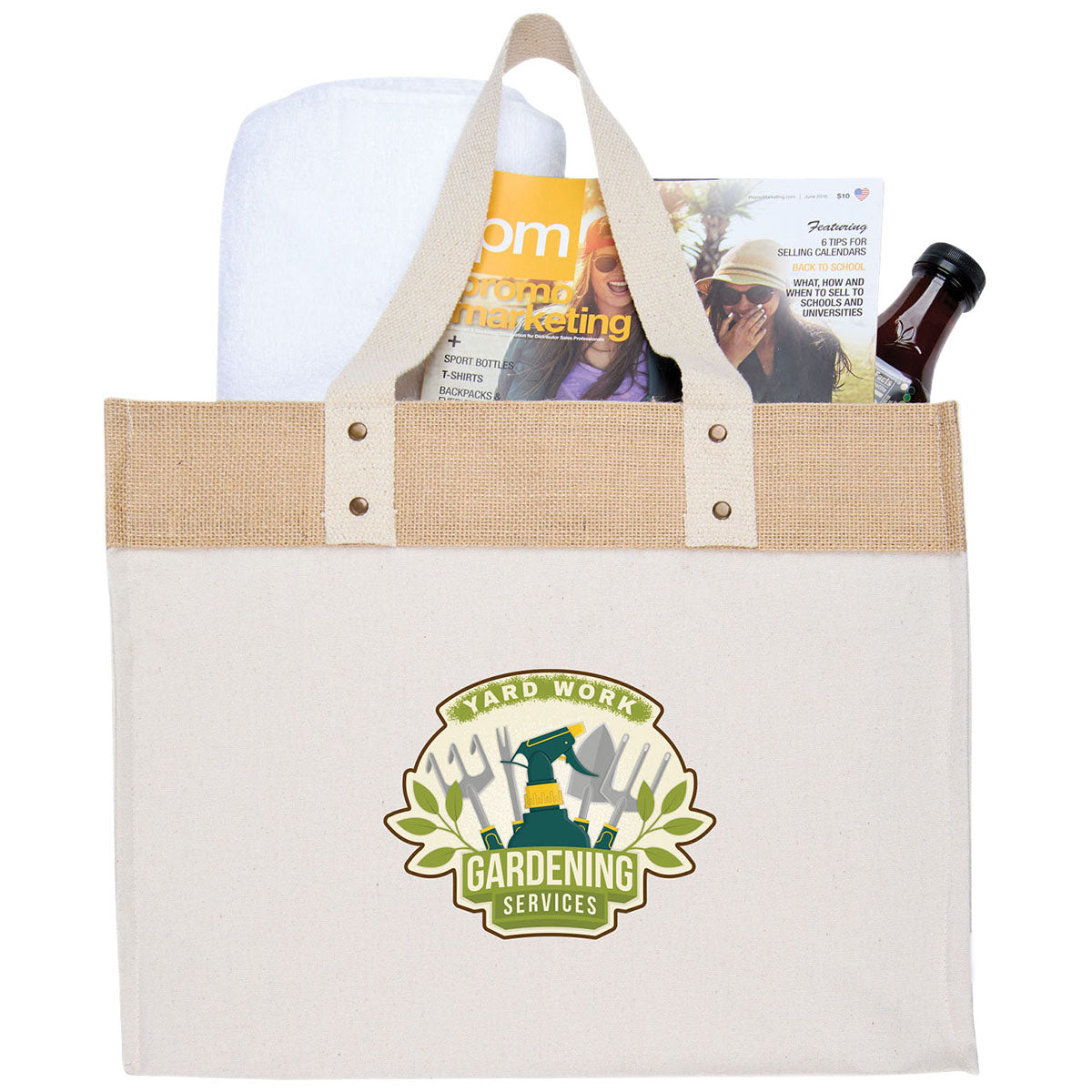 Logomark Natural Sophia Canvas Tote With Jute Trim