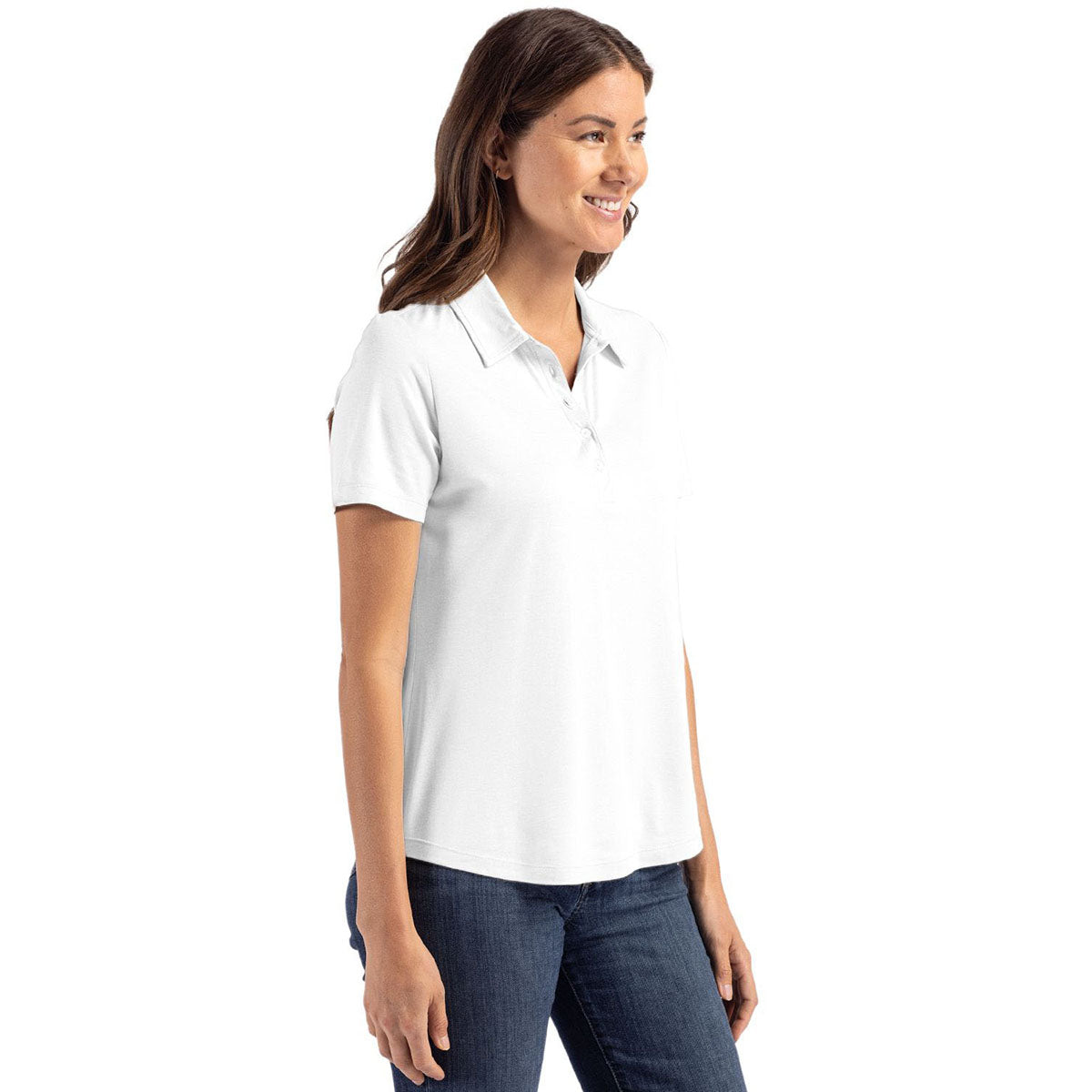Cutter & Buck Women's White Coastline Epic Comfort Recycled Polo