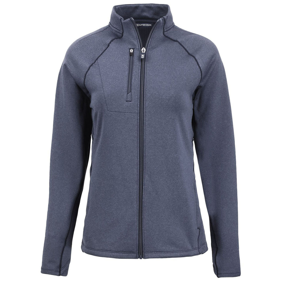 Cutter & Buck Women's Navy Blue Heather Peshastin Fleece Recycled Full Zip Jacket