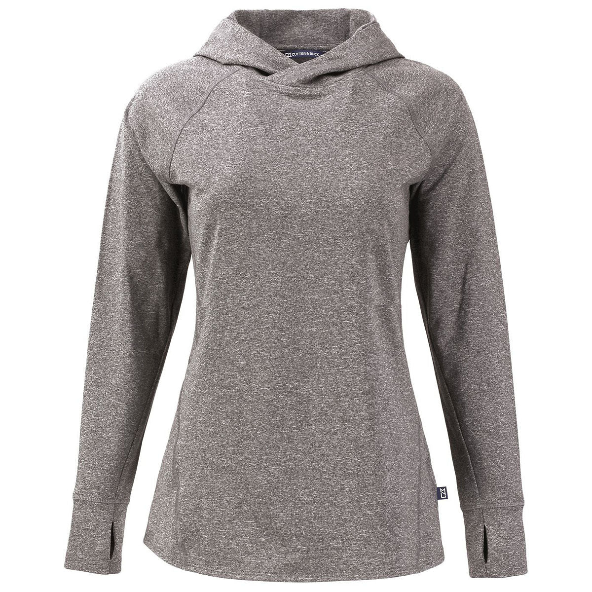 Cutter & Buck Women's Black Heather Adapt Knit Recycled Heathered Hooded Pullover