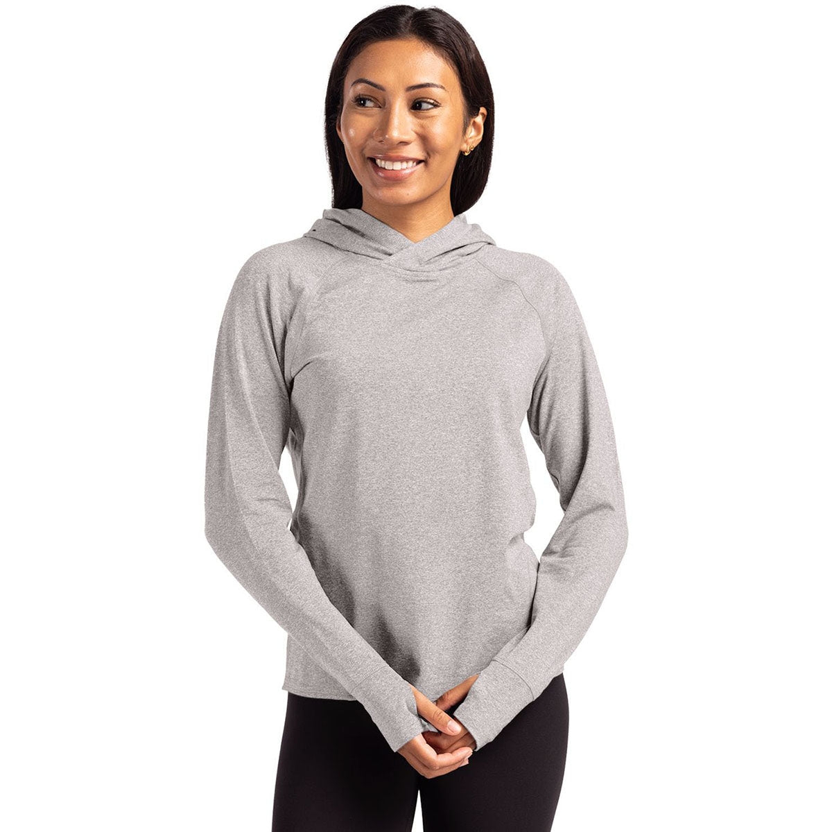 Cutter & Buck Women's Polished Heather Adapt Knit Recycled Heathered Hooded Pullover
