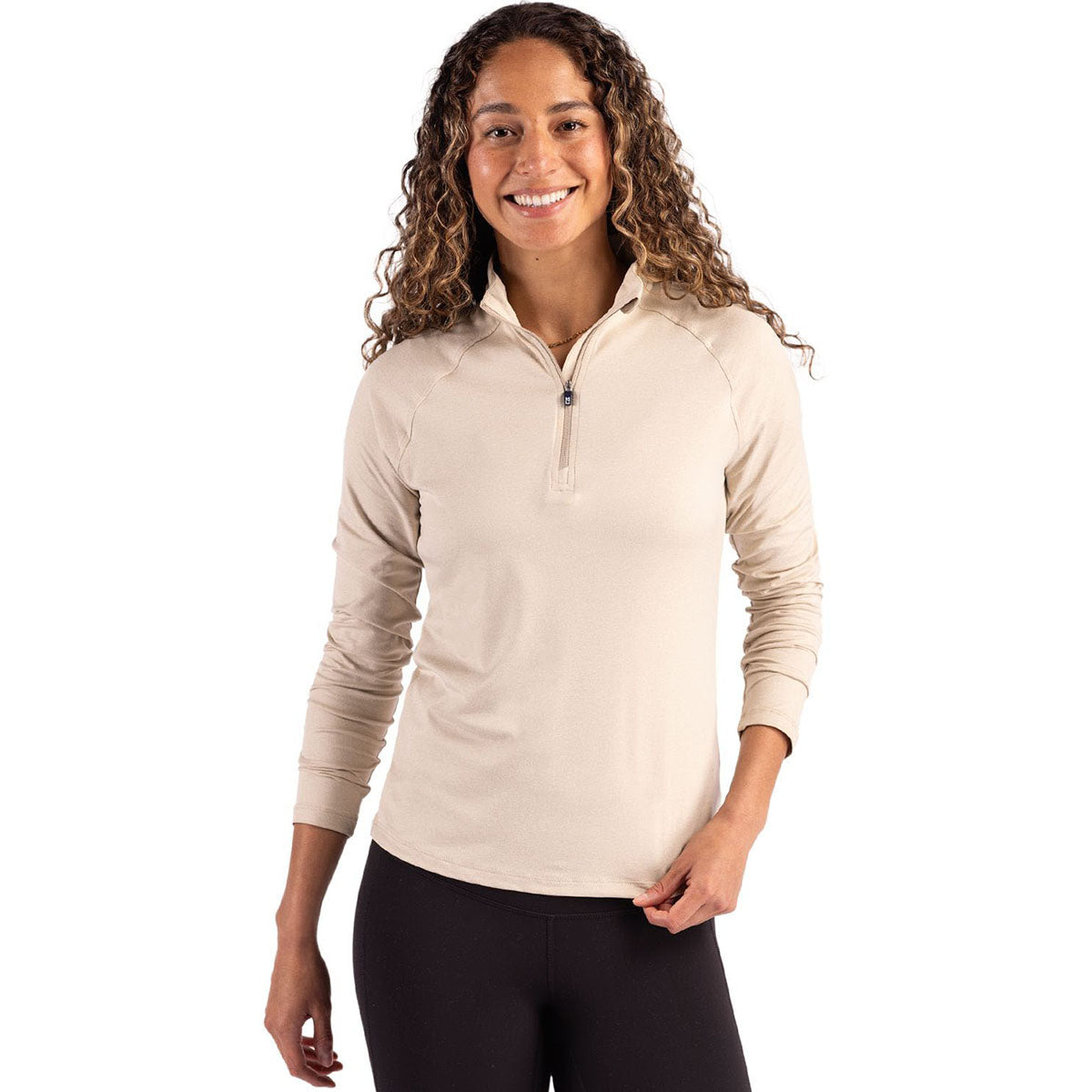 Cutter & Buck Women's Wheat Coastline Epic Comfort Recycled Quarter Zip