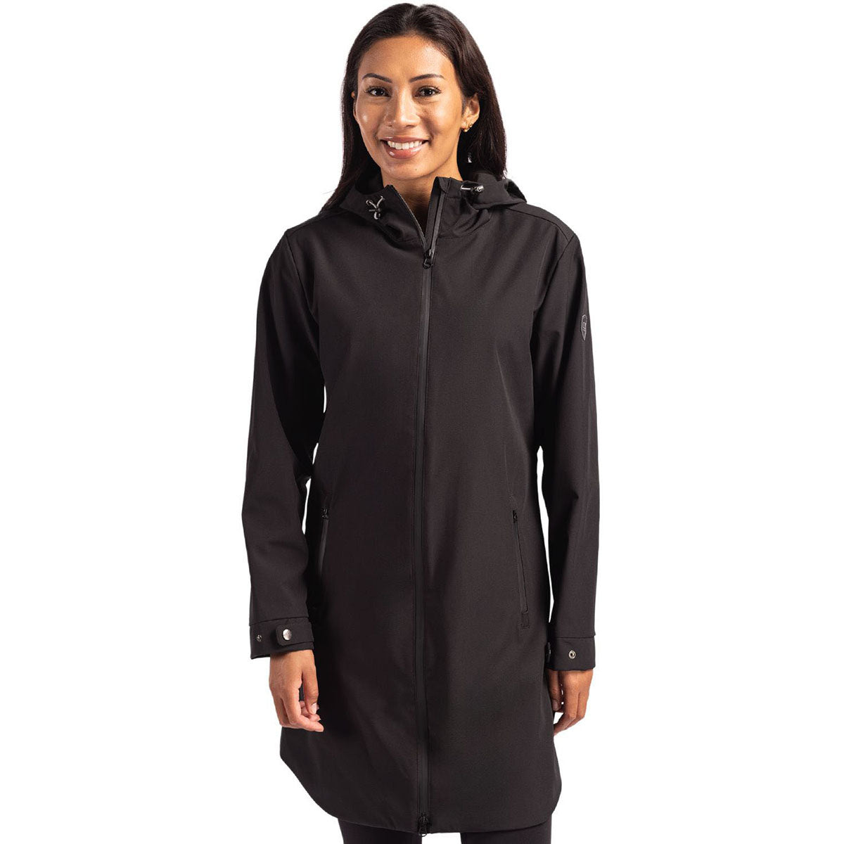Cutter & Buck Women's Black Camano Everyday Stretch Recycled Water Resistant Jacket