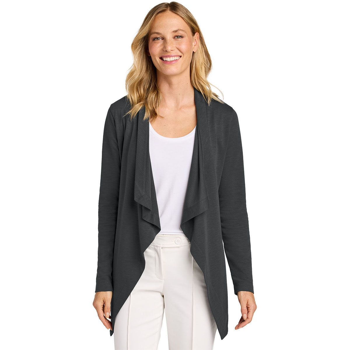 Port Authority Women's Grey Steel Breakwater Open Cardigan