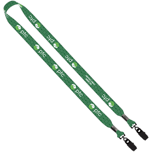 SnugZ Custom 3/4" rPET Dye-Sublimated Double-Ended Lanyard with Metal Crimp and Bulldog Clip