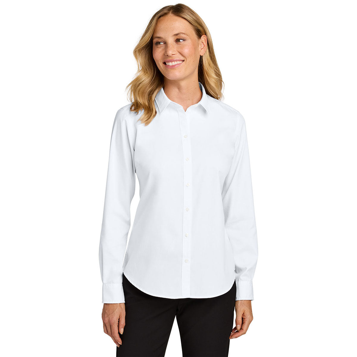 Port Authority Women's White Long Sleeve Nailhead Easy Care Shirt