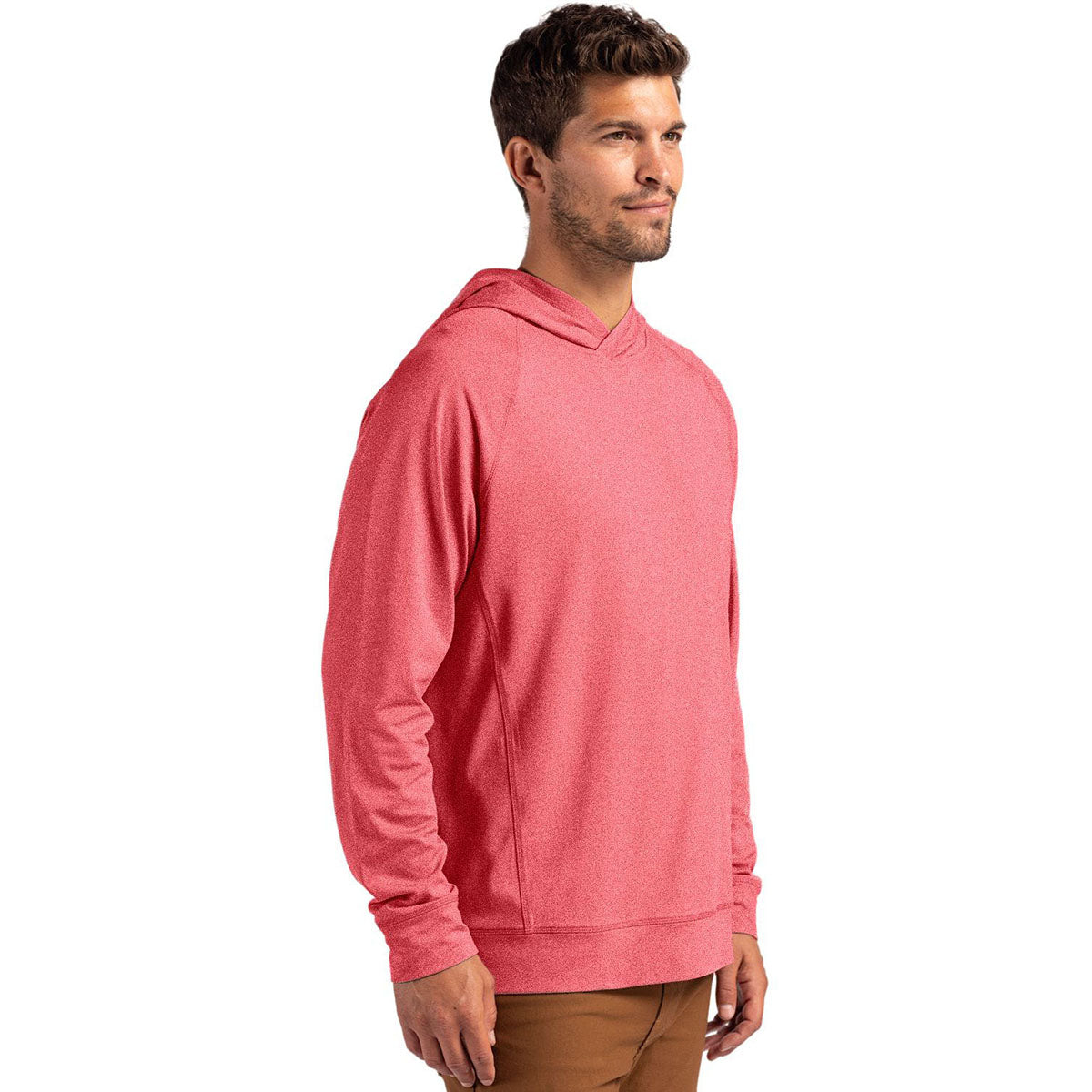 Cutter & Buck Men's Cardinal Red Heather Adapt Knit Recycled Heathered Hooded Pullover