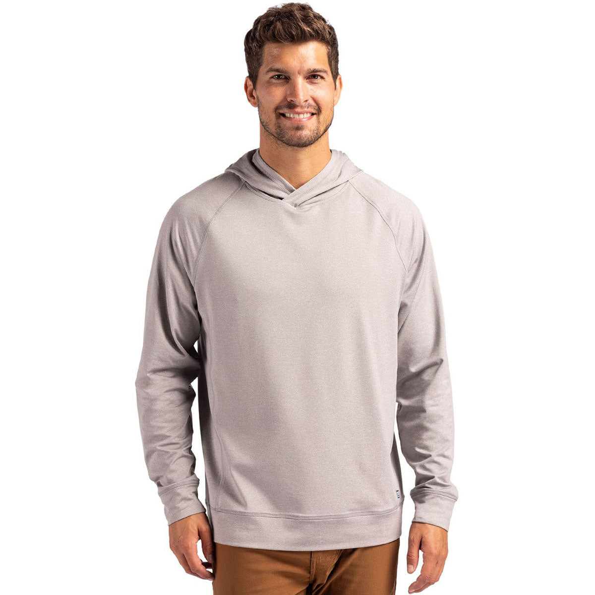 Cutter & Buck Men's Polished Heather Adapt Knit Recycled Heathered Hooded Pullover