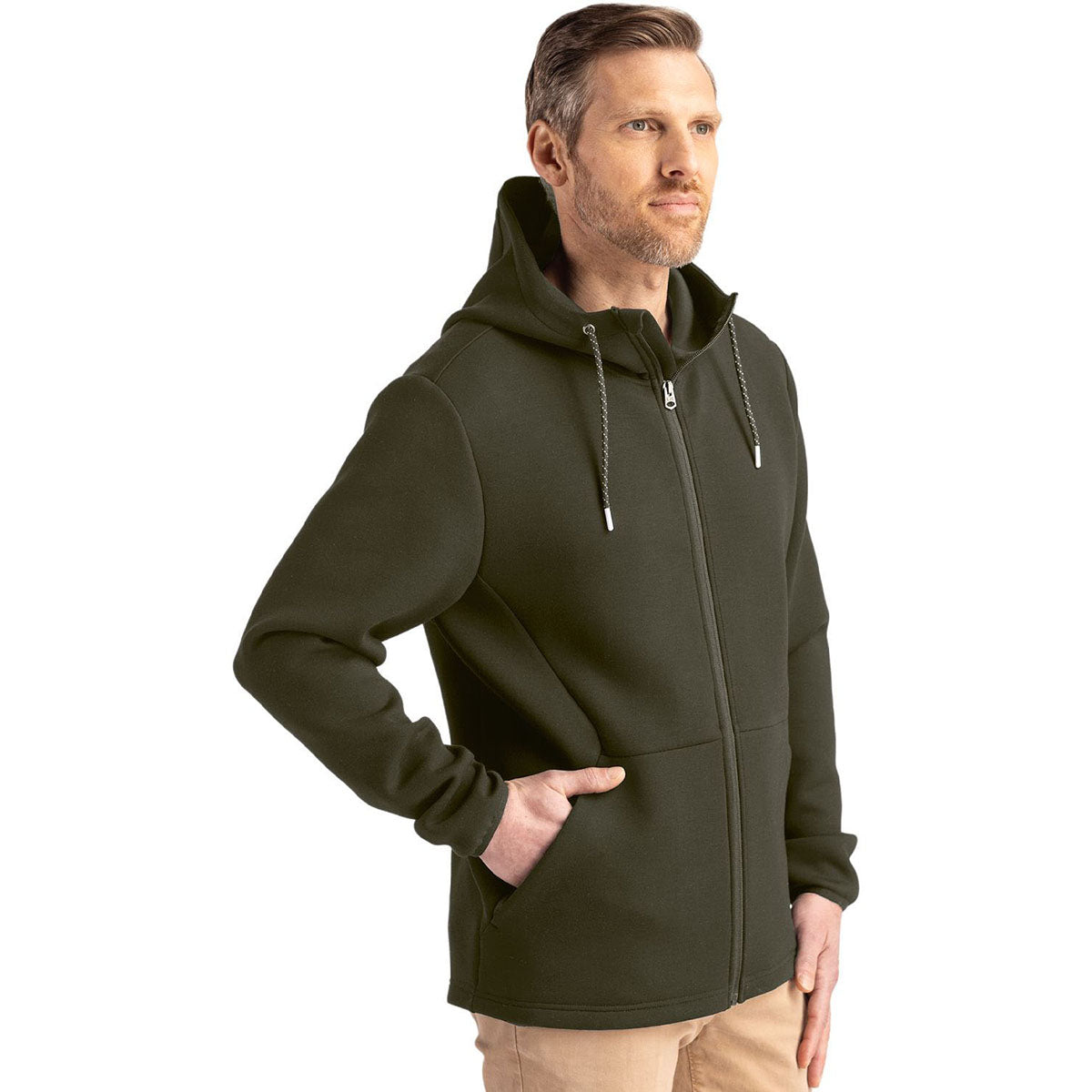 Cutter & Buck Men's Poplar Roam Epic Comfort Recycled Full Zip Hooded Jacket