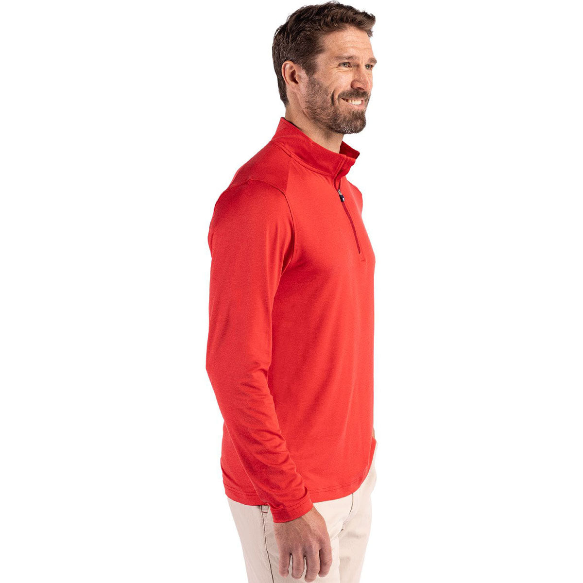 Cutter & Buck Men's Red Coastline Epic Comfort Recycled Quarter Zip