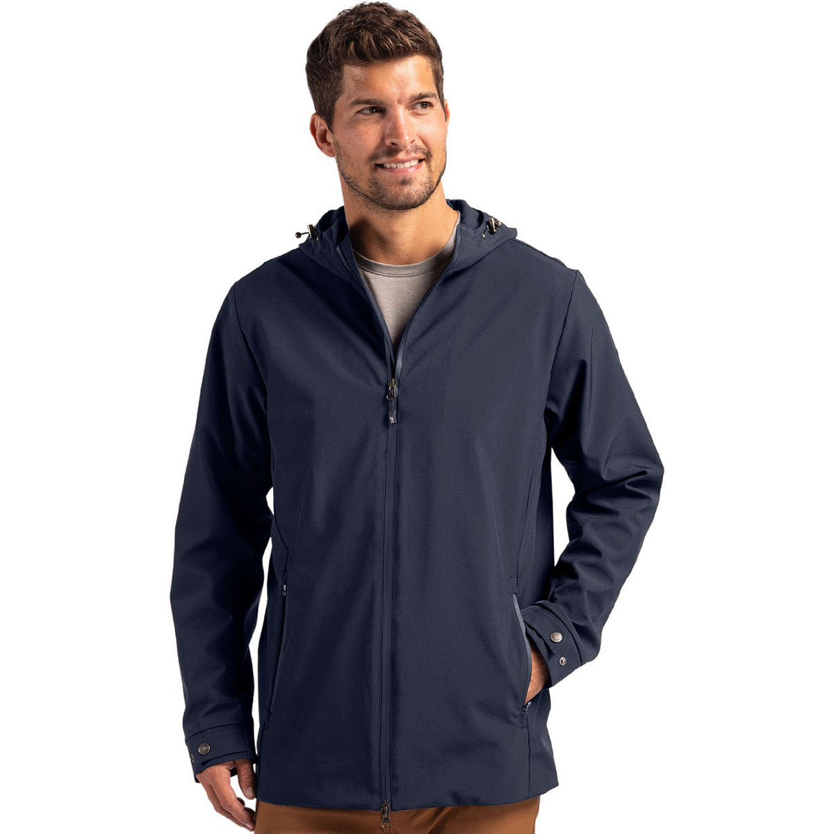 Cutter & Buck Men's Navy Blue Camano Everyday Stretch Recycled Water Resistant Jacket