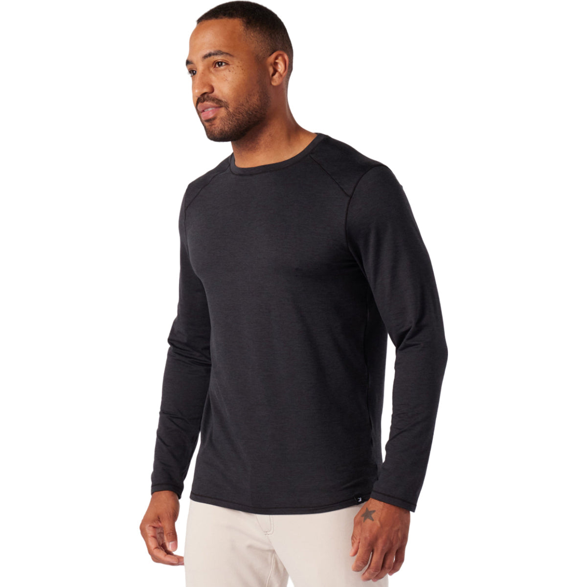 Glyder Men's Black Marble Dash Long Sleeve Crew Neck