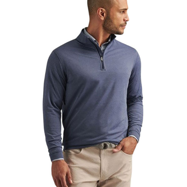 Peter Millar Men's Navy Perth Melange Performance Quarter Zip