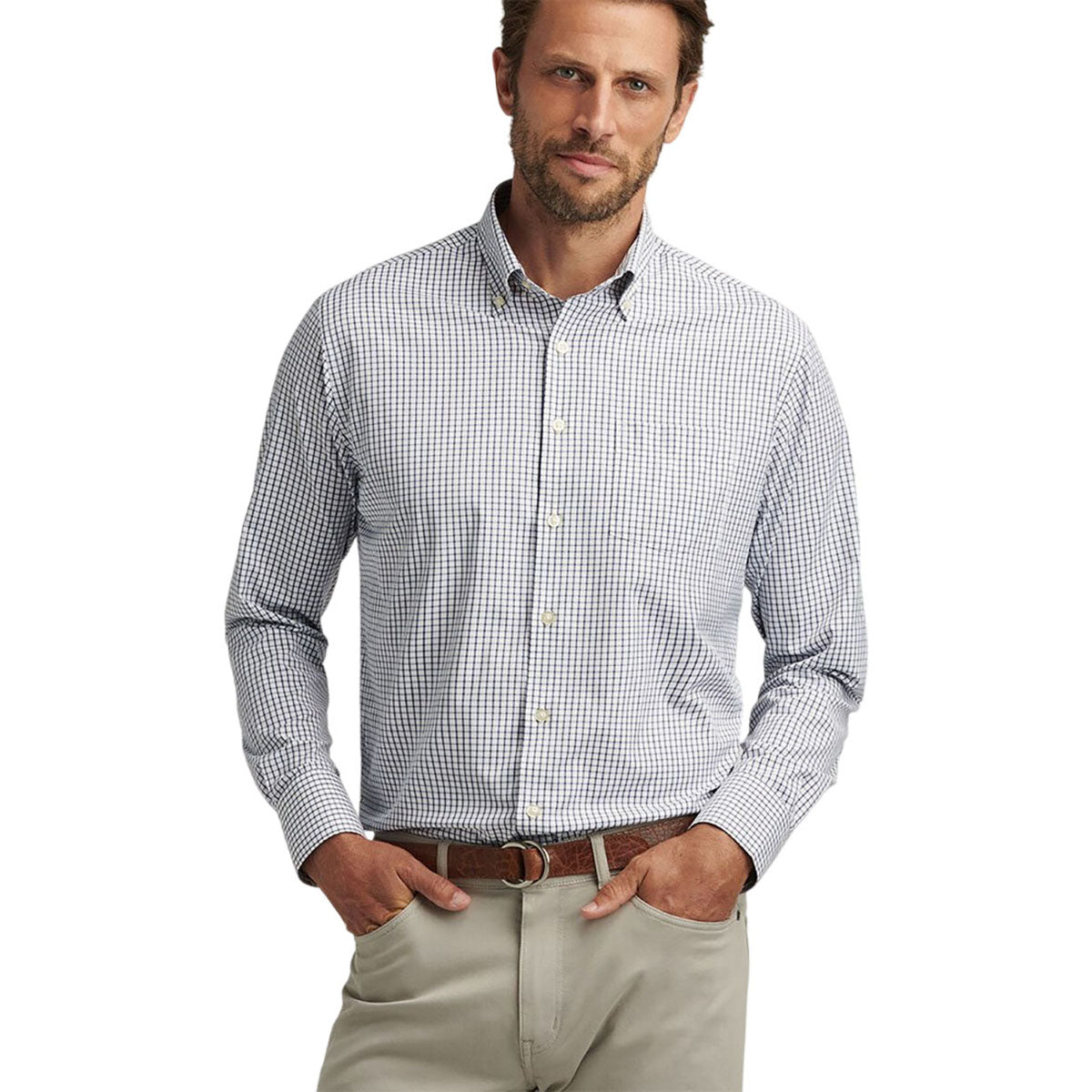 Peter Millar Men's Navy Hanford Performance Twill Sport Shirt