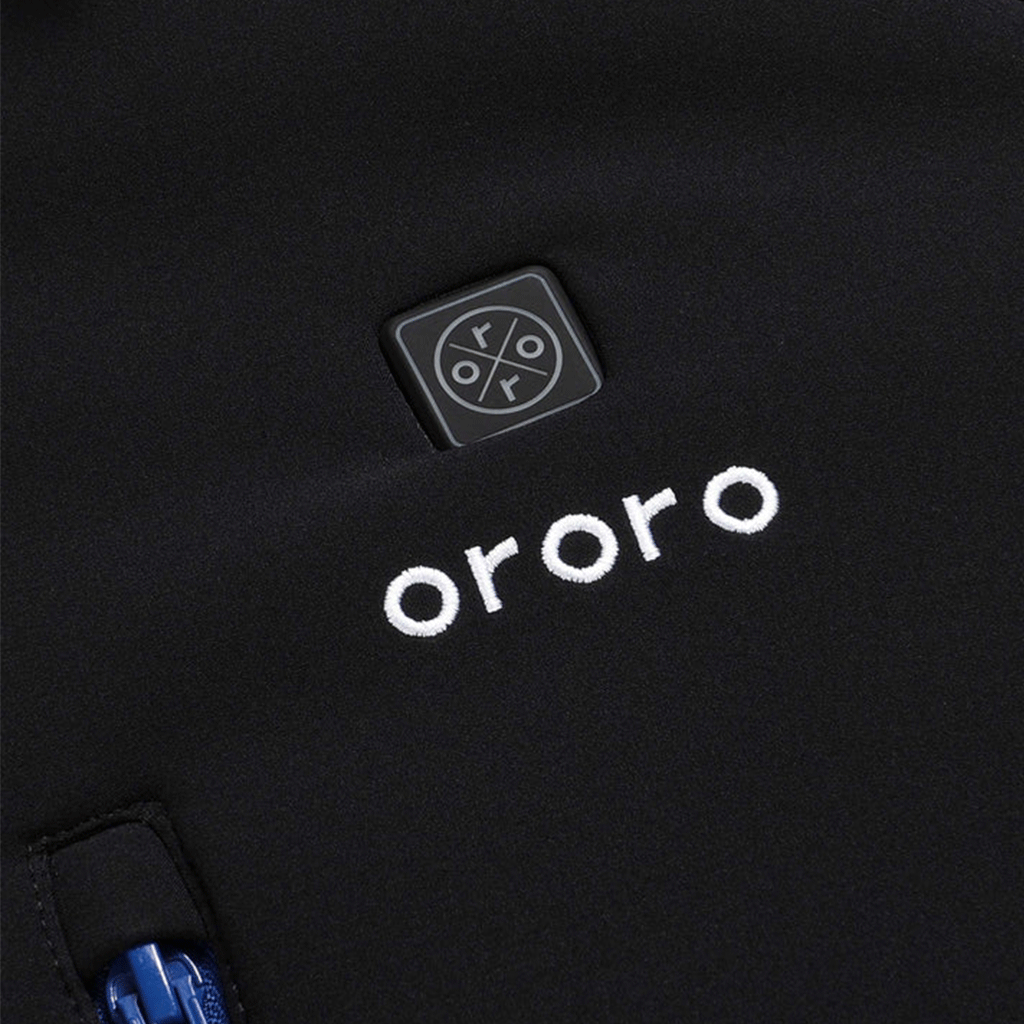 Ororo Men's Black Paragon Classic Heated Jacket 2.0 - Blue Zipper