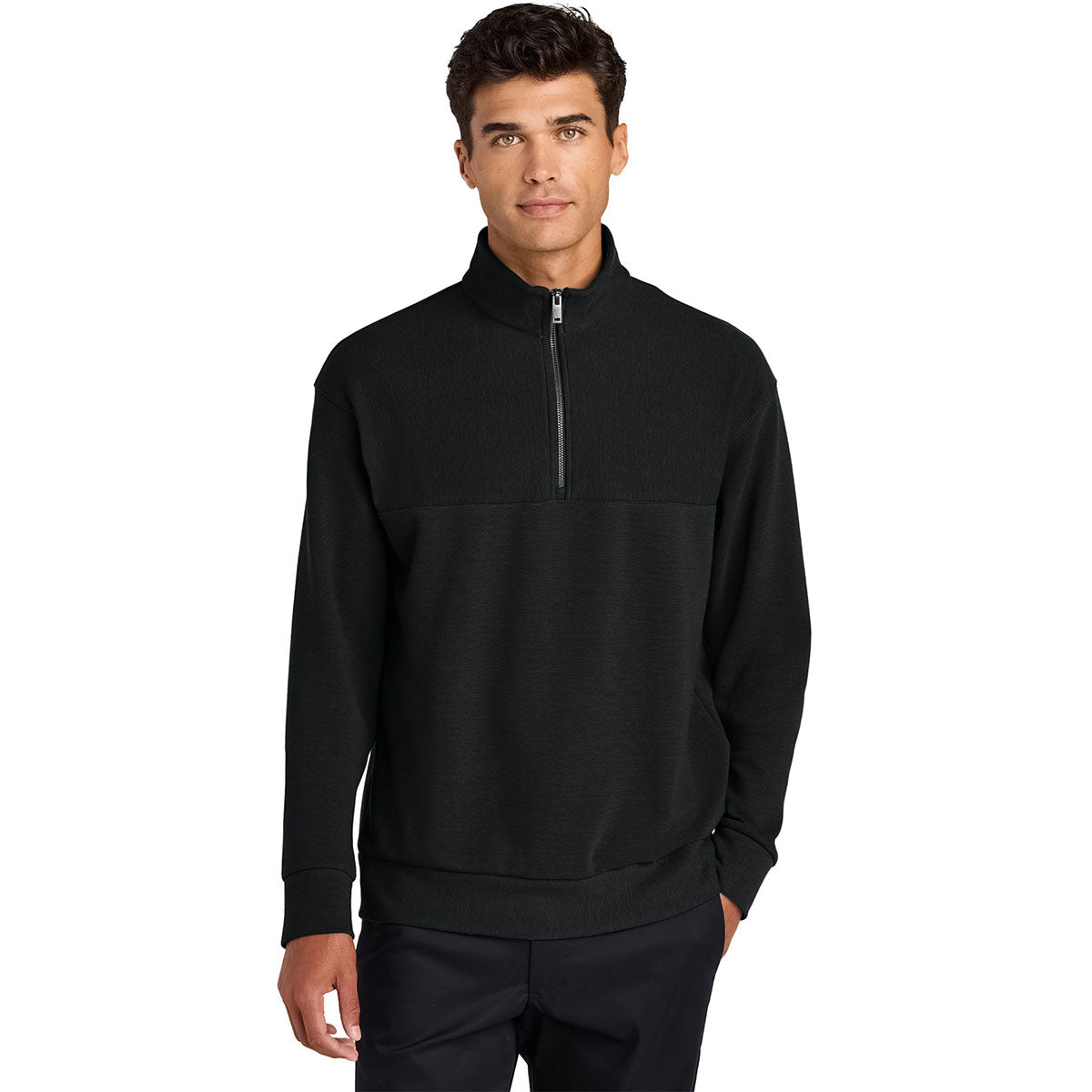 Mercer+Mettle Men's Deep Black Linear Texture 1/4-Zip