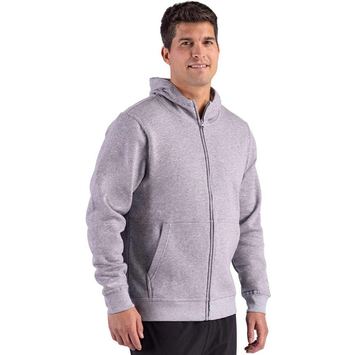 Clique Unisex Grey Melange Drive Recycled Full Zip Hooded Sweatshirt