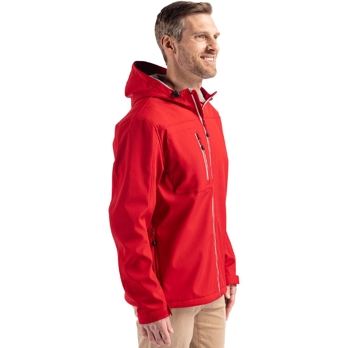 Clique Men's Red Telemark Eco Stretch Softshell Full Zip Hooded Jacket