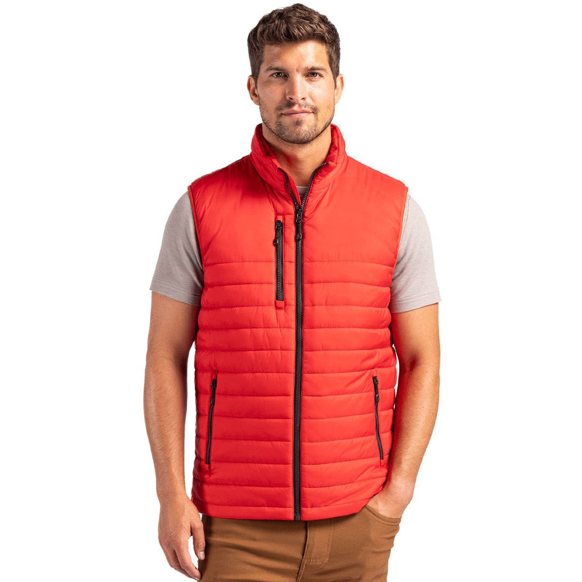 Clique Men's Red Valhalla Full Zip Puffer Vest