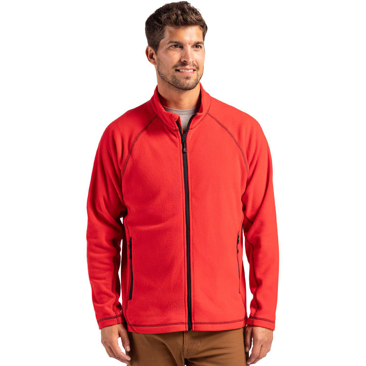 Clique Men's Red Powder Fleece Full Zip Jacket