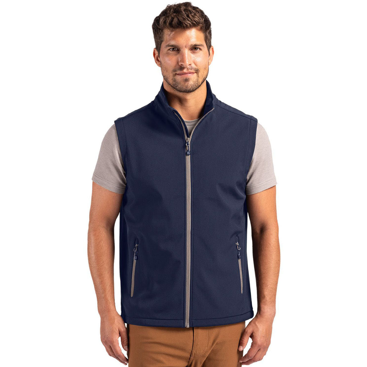 Clique Men's Dark Navy/Pure Slate Tempo Stretch Full Zip Softshell Vest