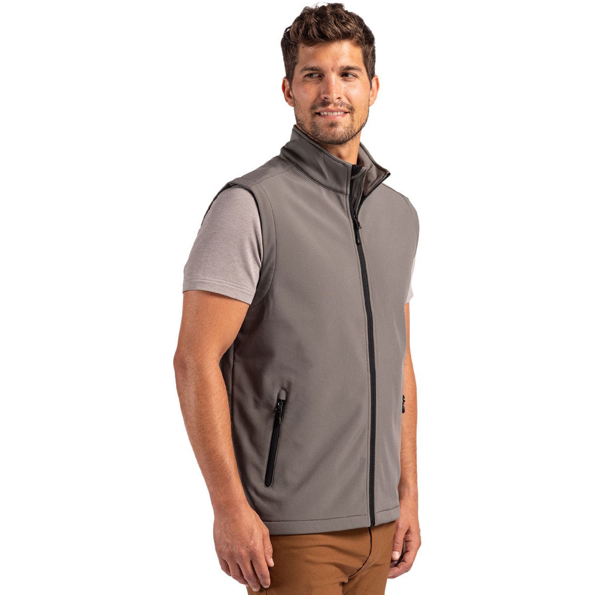Clique Men's Pure Slate/Black Tempo Stretch Full Zip Softshell Vest
