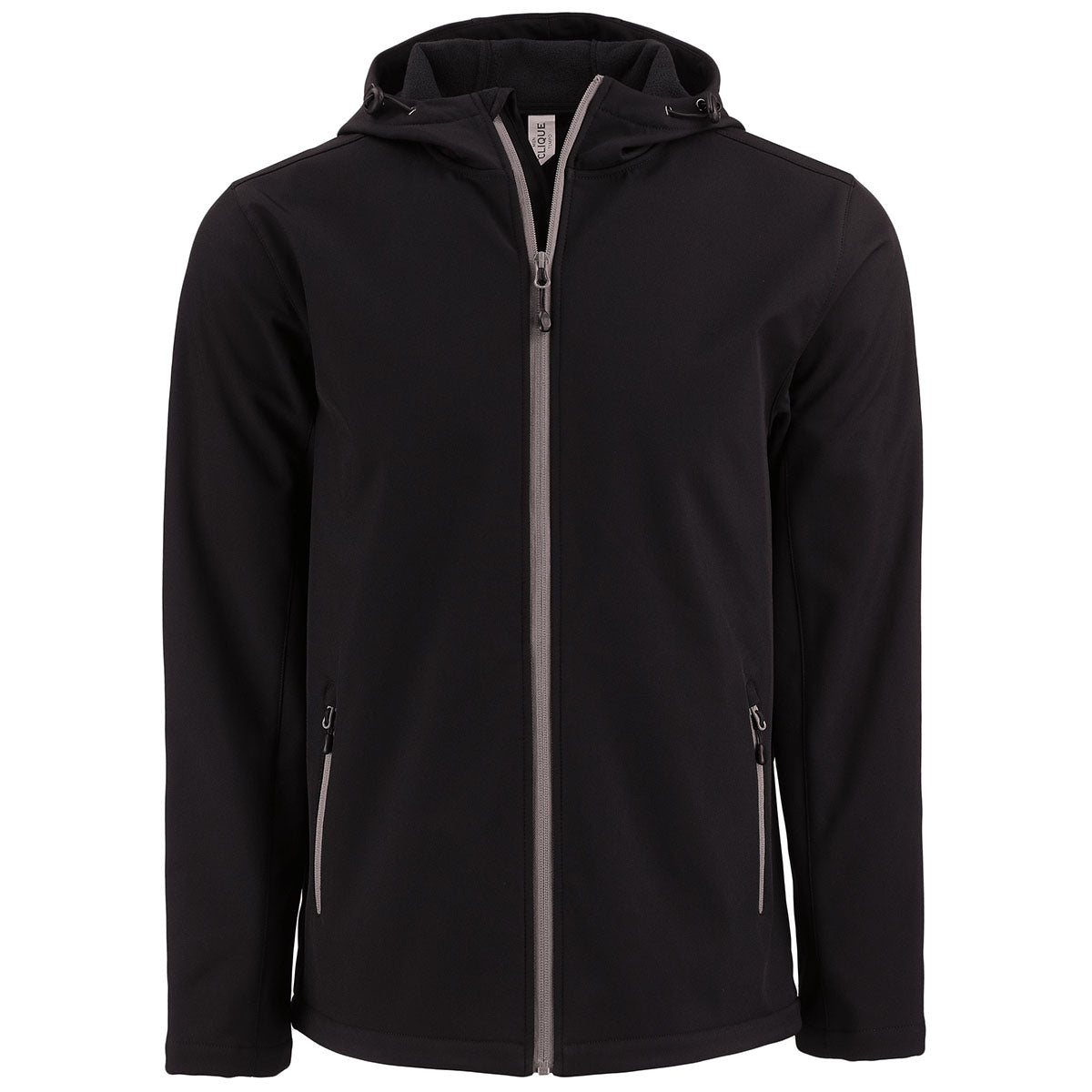 Clique Men's Black/Pure Slate Tempo Recycled Stretch Softshell Hooded Jacket