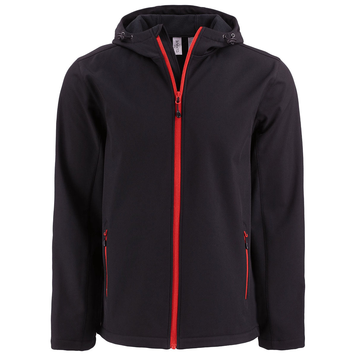 Clique Men's Black/Red Tempo Recycled Stretch Softshell Hooded Jacket