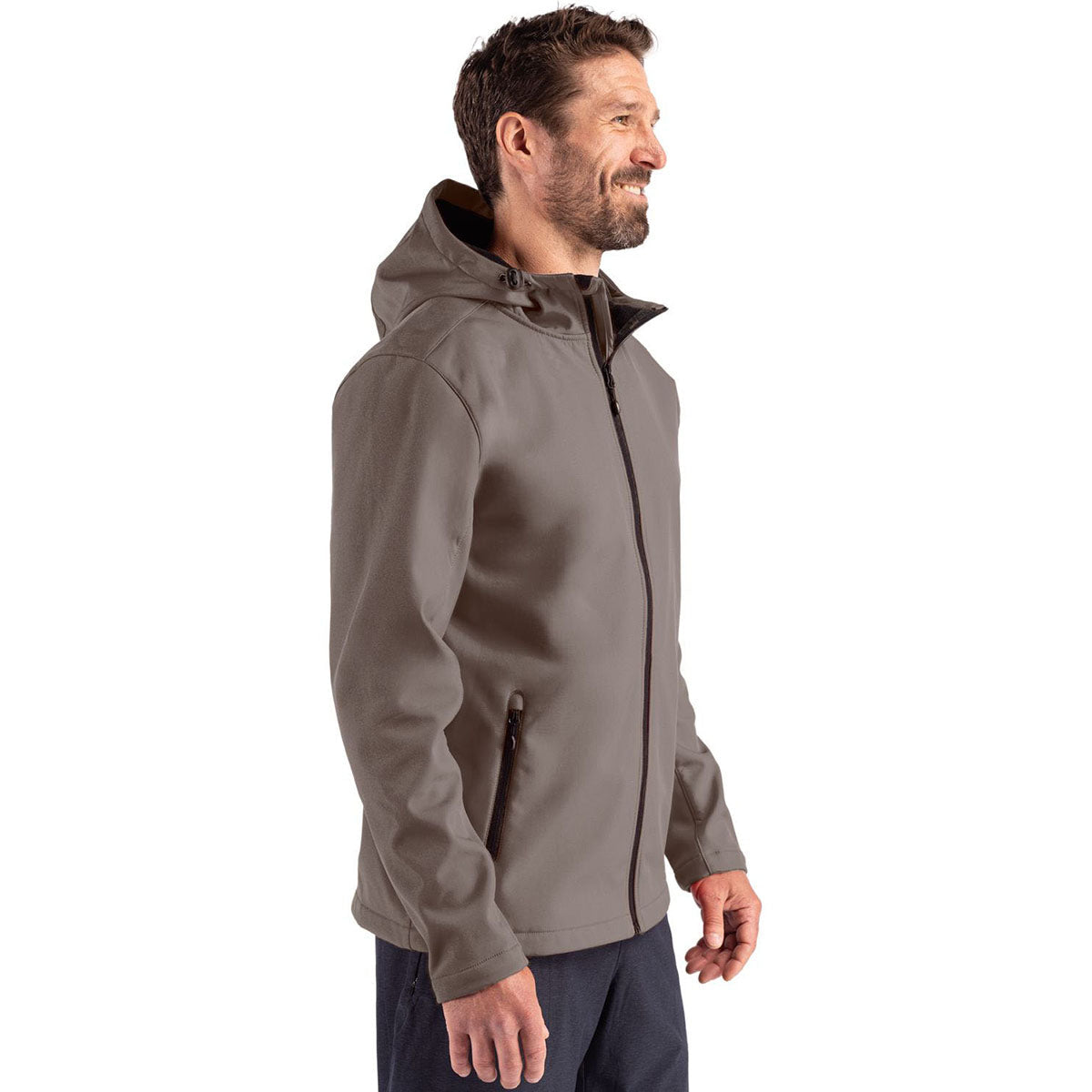 Clique Men's Pure Slate/Black Tempo Recycled Stretch Softshell Hooded Jacket