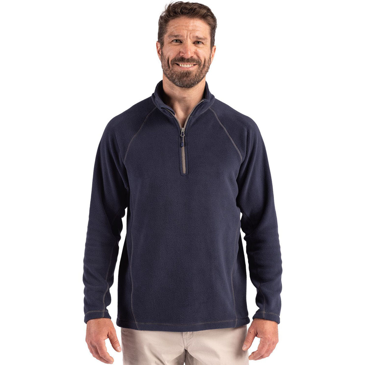 Clique Men's Dark Navy Powder Recycled Fleece Quarter Zip Pullover